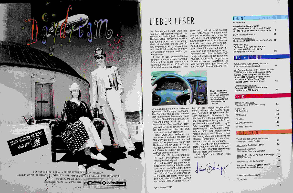 Inhaltsverzeichnis Sport Auto 04/1992