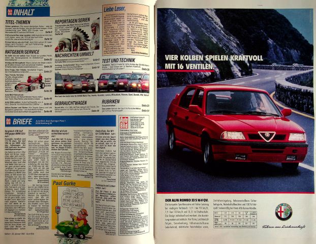 Inhaltsverzeichnis Auto Bild 04/1992