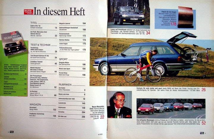 Inhaltsverzeichnis Auto Motor und Sport 04/1993