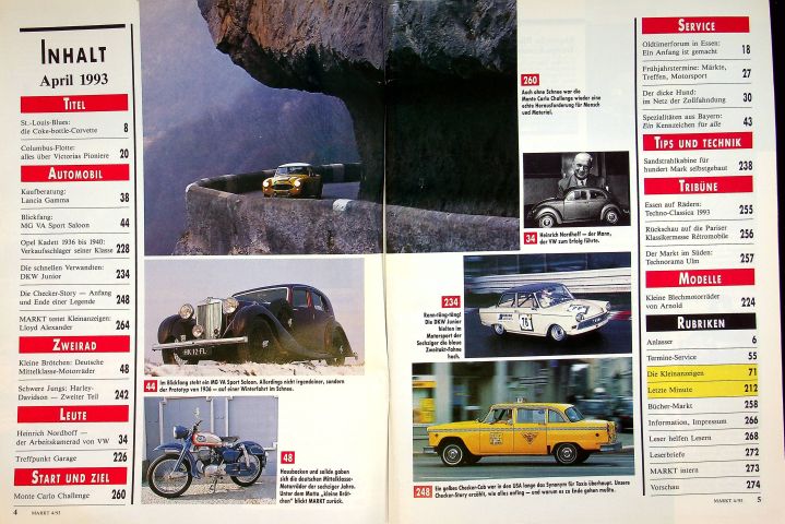 Inhaltsverzeichnis Oldtimer Markt 04/1993