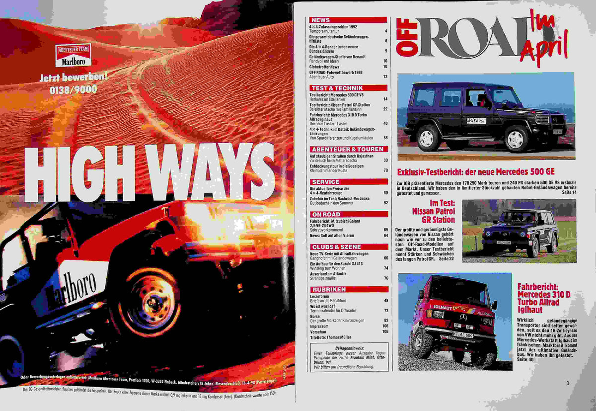 Inhaltsverzeichnis Offroad 04/1993