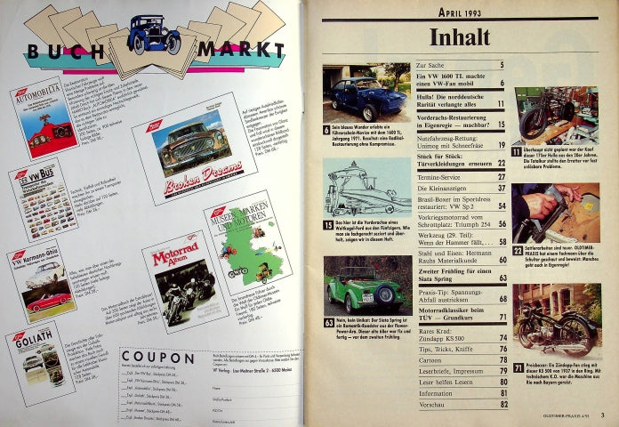 Inhaltsverzeichnis Oldtimer Praxis 04/1993