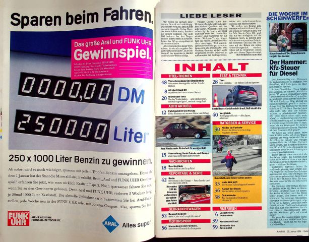 Inhaltsverzeichnis Auto Bild 04/1994