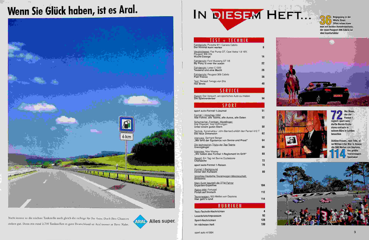 Inhaltsverzeichnis Sport Auto 04/1994