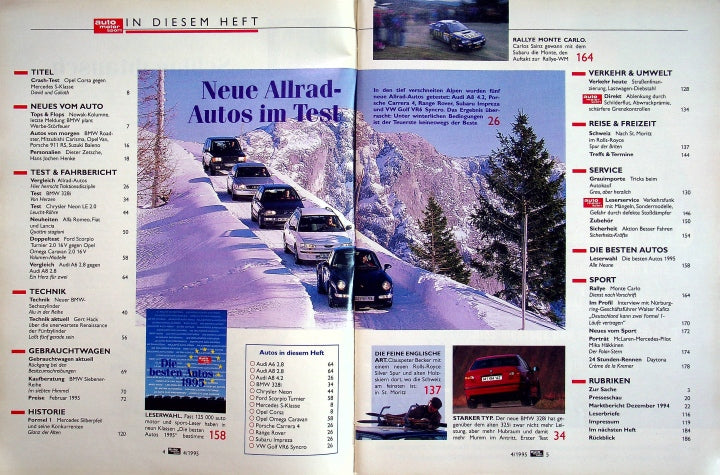 Inhaltsverzeichnis Auto Motor und Sport 04/1995
