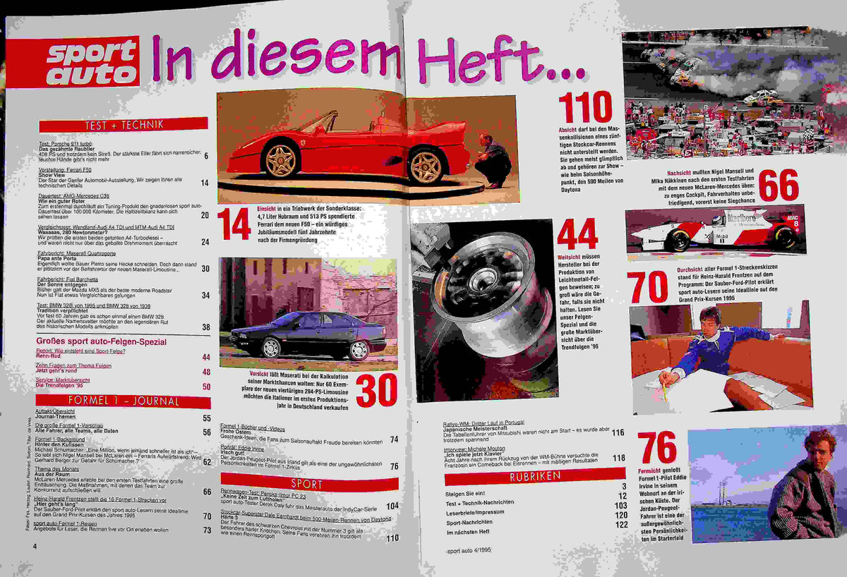 Inhaltsverzeichnis Sport Auto 04/1995