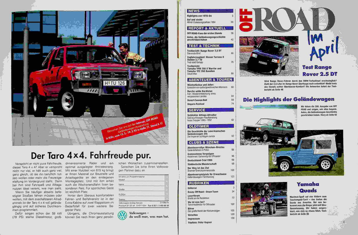 Inhaltsverzeichnis Offroad 04/1995