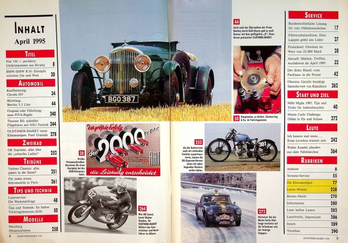 Inhaltsverzeichnis Oldtimer Markt 04/1995