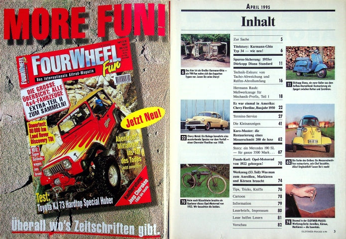 Inhaltsverzeichnis Oldtimer Praxis 04/1995