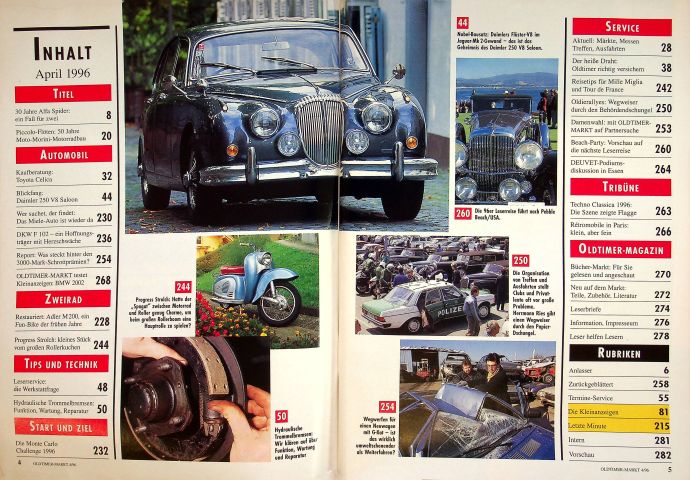 Inhaltsverzeichnis Oldtimer Markt 04/1996
