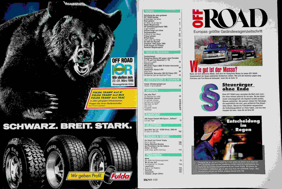 Inhaltsverzeichnis Offroad 04/1996