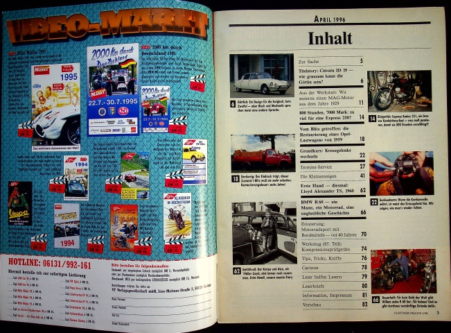 Inhaltsverzeichnis Oldtimer Praxis 04/1996