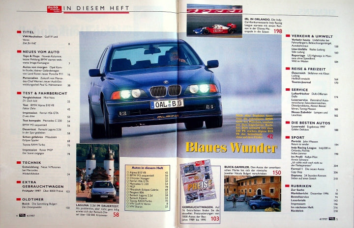 Inhaltsverzeichnis Auto Motor und Sport 04/1997
