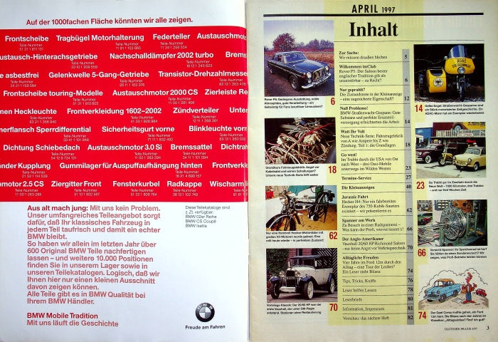 Inhaltsverzeichnis Oldtimer Praxis 04/1997
