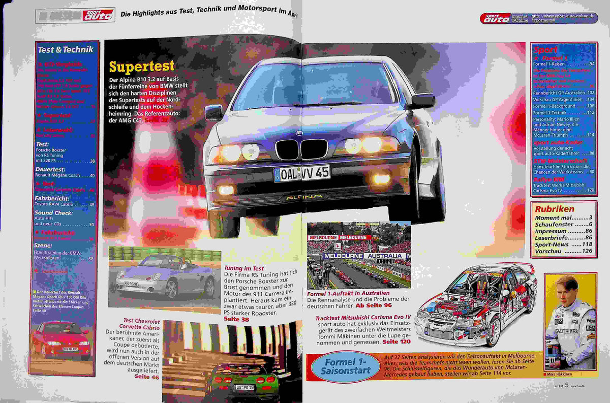 Inhaltsverzeichnis Sport Auto 04/1998