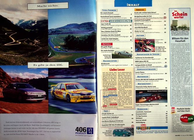 Inhaltsverzeichnis Auto Bild 04/1998