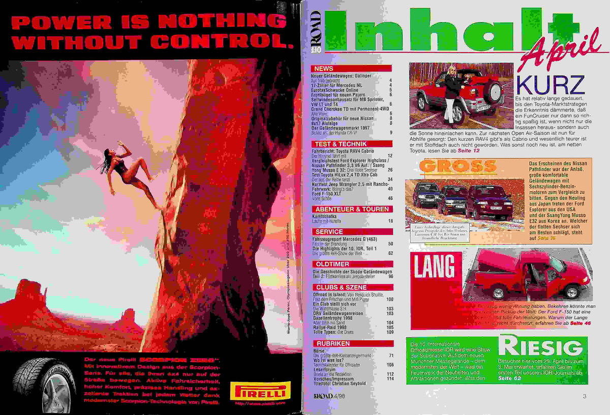 Inhaltsverzeichnis Offroad 04/1998