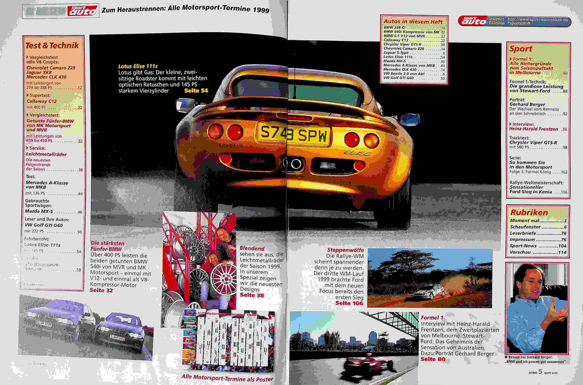 Inhaltsverzeichnis Sport Auto 04/1999