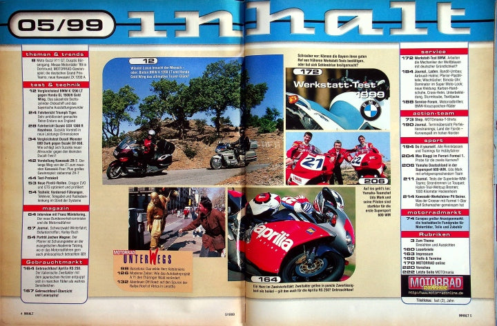 Inhaltsverzeichnis Motorrad 04/1999