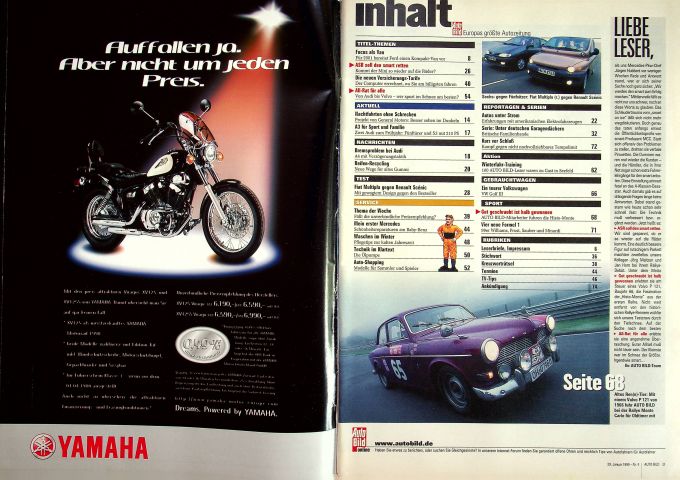 Inhaltsverzeichnis Auto Bild 04/1999