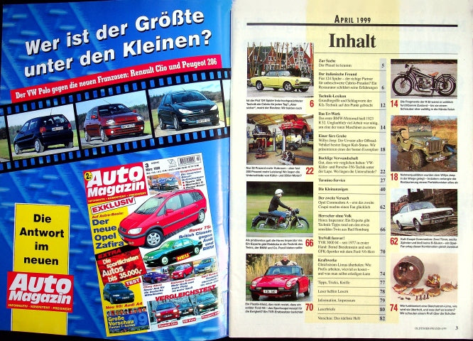 Inhaltsverzeichnis Oldtimer Praxis 04/1999
