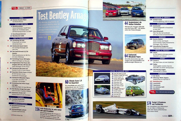 Inhaltsverzeichnis Auto Motor und Sport 04/2000