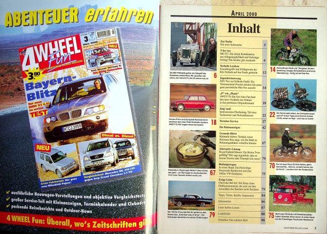 Inhaltsverzeichnis Oldtimer Praxis 04/2000