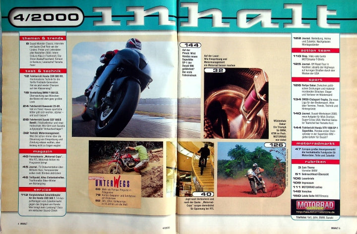 Inhaltsverzeichnis Motorrad 04/2000