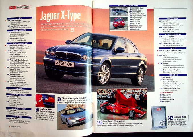 Inhaltsverzeichnis Auto Motor und Sport 04/2001