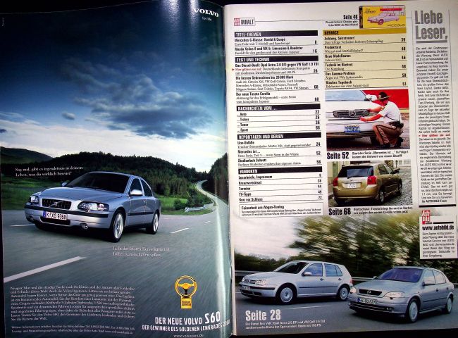 Inhaltsverzeichnis Auto Bild 04/2001