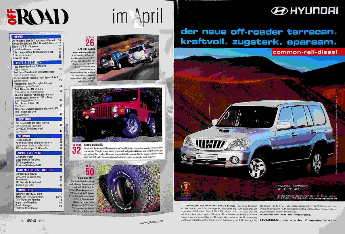Inhaltsverzeichnis Offroad 04/2002