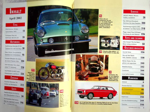 Inhaltsverzeichnis Oldtimer Markt 04/2002