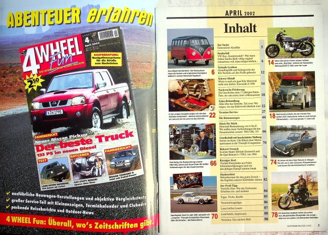 Inhaltsverzeichnis Oldtimer Praxis 04/2002