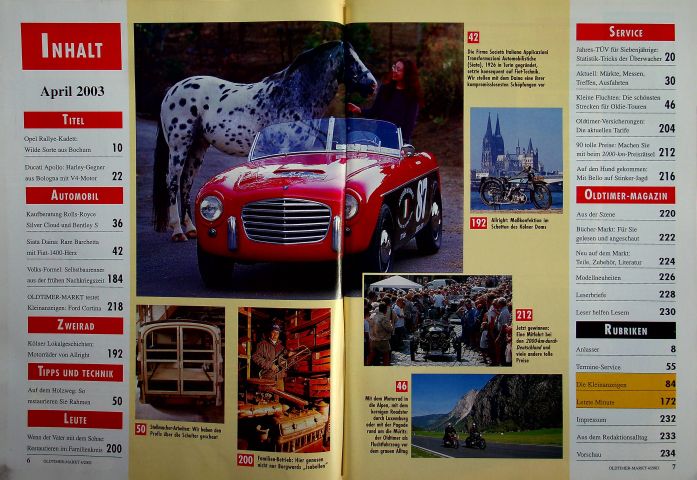 Inhaltsverzeichnis Oldtimer Markt 04/2003