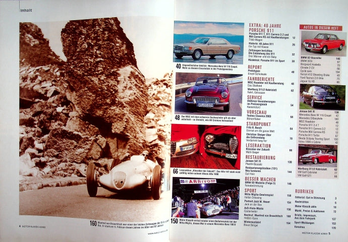 Inhaltsverzeichnis Motor Klassik 04/2003
