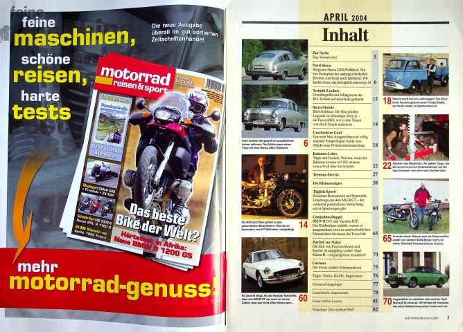 Inhaltsverzeichnis Oldtimer Praxis 04/2004