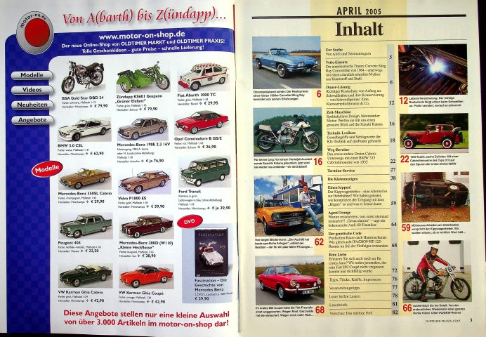 Inhaltsverzeichnis Oldtimer Praxis 04/2005
