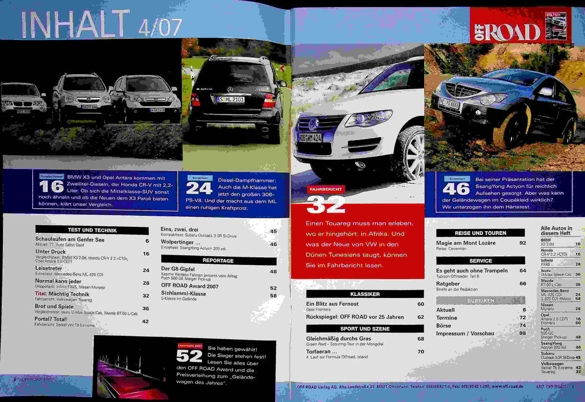 Inhaltsverzeichnis Offroad 04/2007