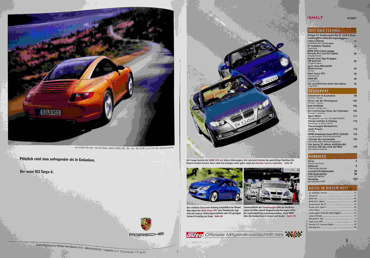 Inhaltsverzeichnis Sport Auto 04/2007