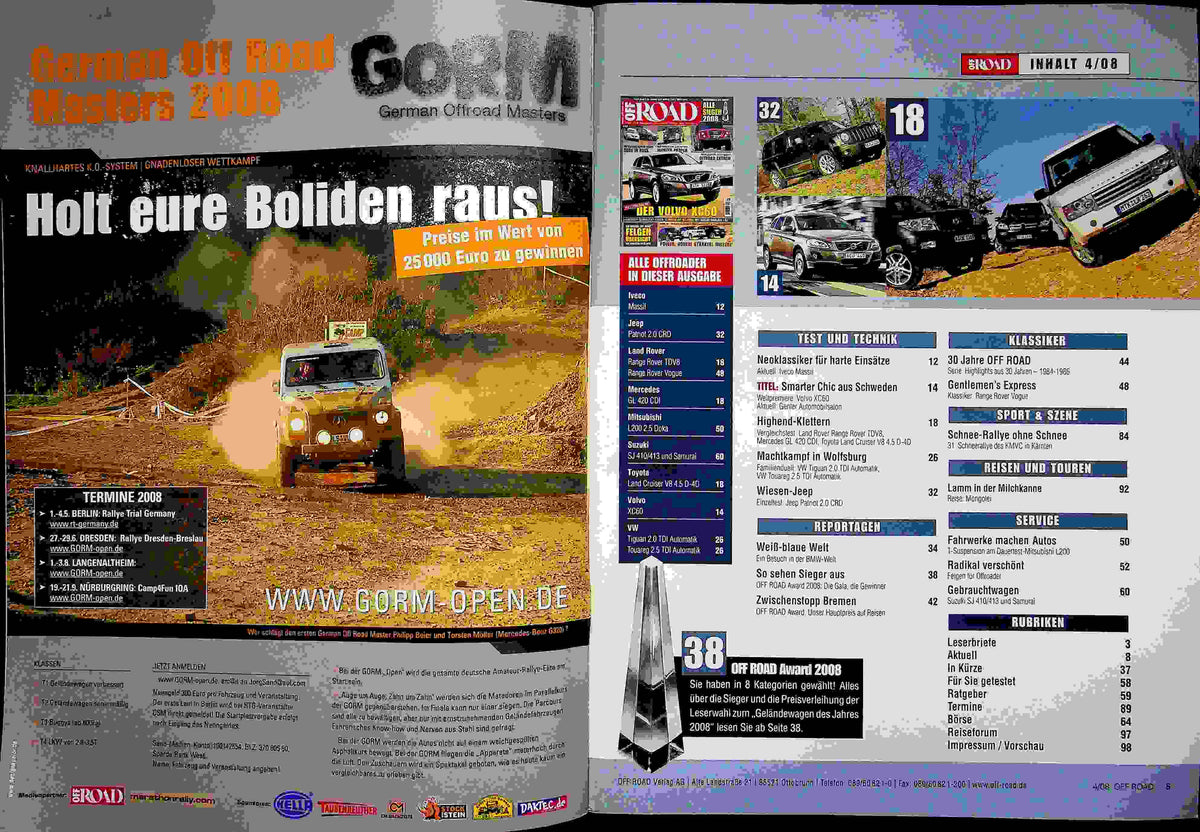 Inhaltsverzeichnis Offroad 04/2008