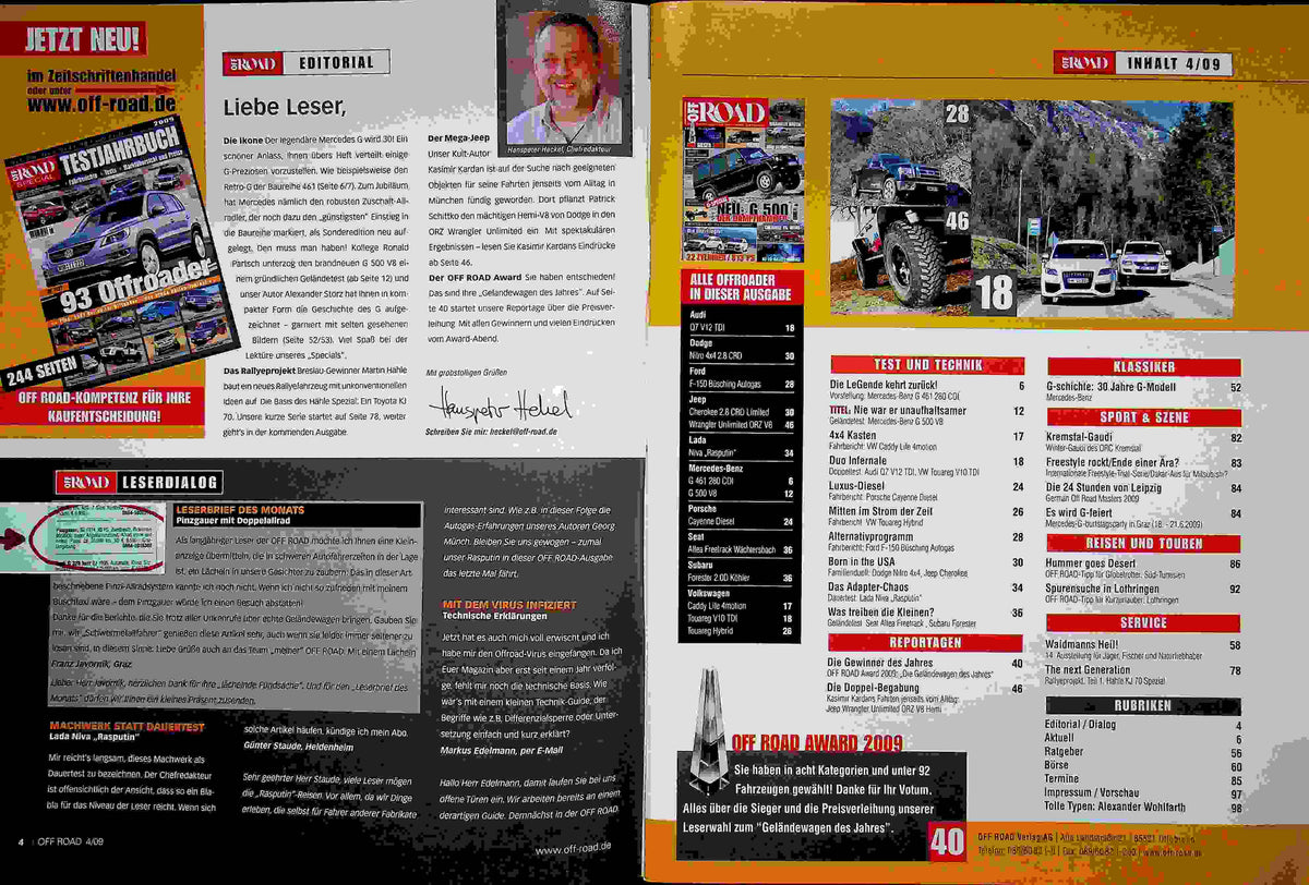 Inhaltsverzeichnis Offroad 04/2009