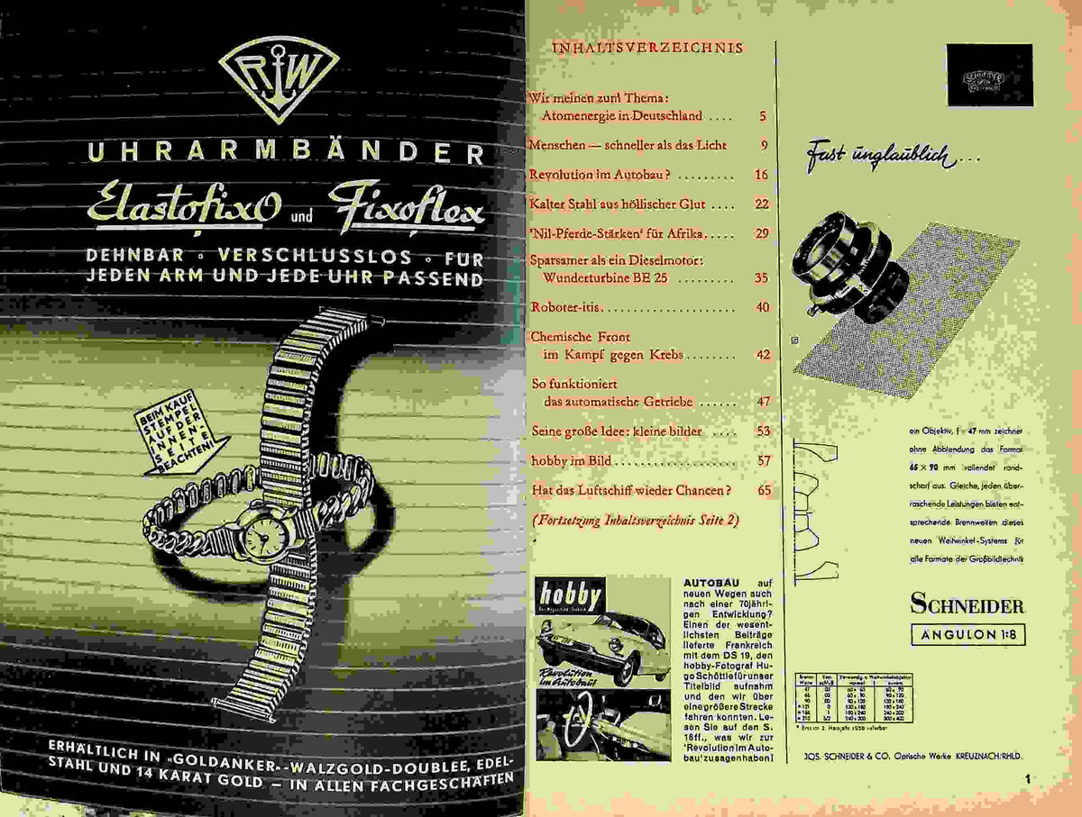Inhaltsverzeichnis Hobby 05/1956