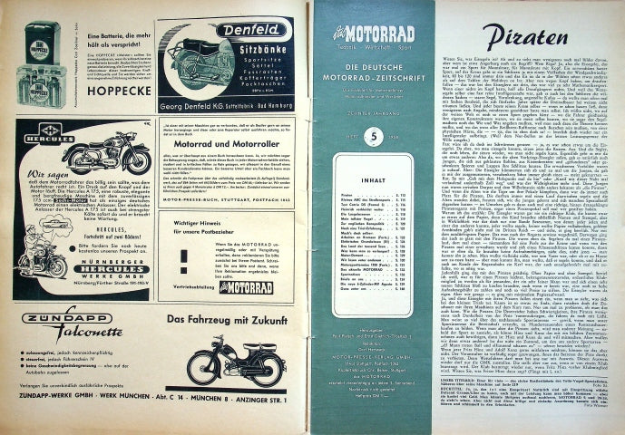 Inhaltsverzeichnis Motorrad 05/1958