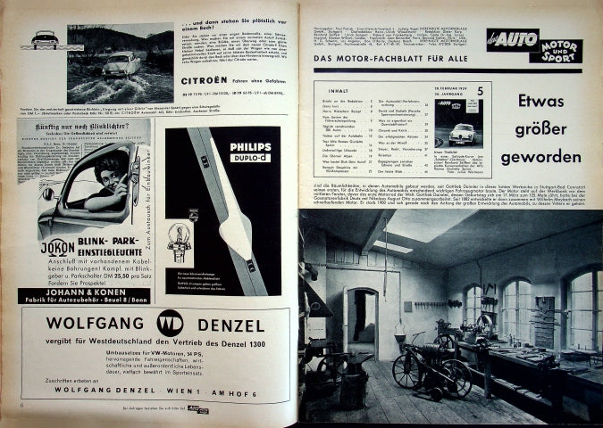 Inhaltsverzeichnis Auto Motor und Sport 05/1959