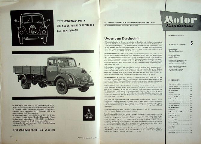 Inhaltsverzeichnis Motor Rundschau 05/1959