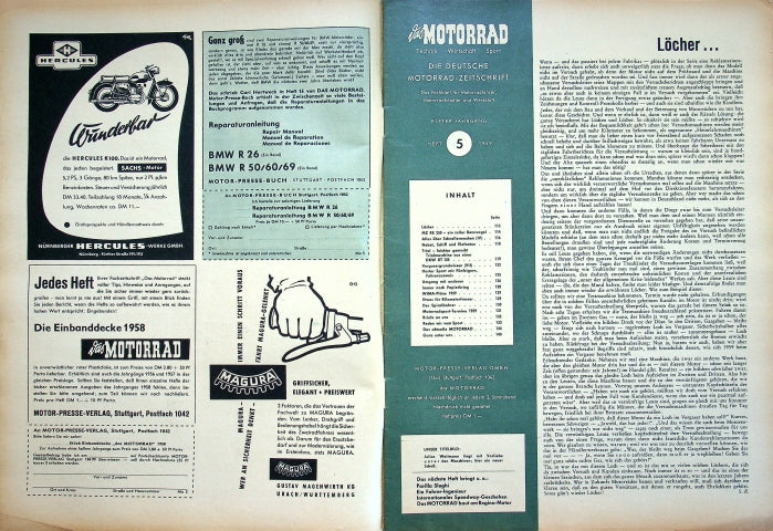 Inhaltsverzeichnis Motorrad 05/1959
