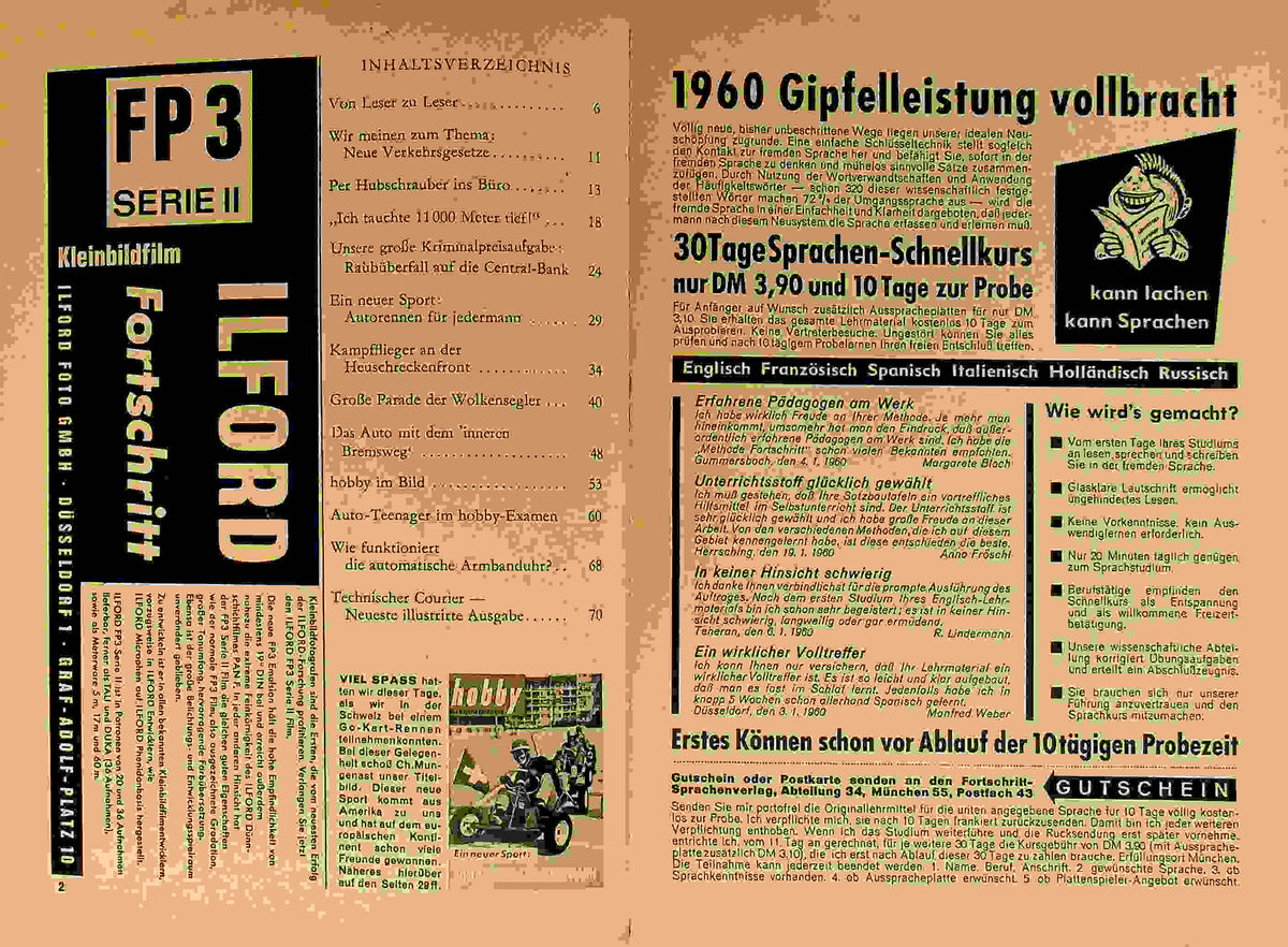 Inhaltsverzeichnis Hobby 05/1960