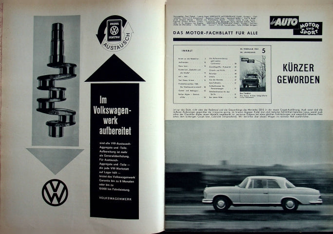 Inhaltsverzeichnis Auto Motor und Sport 05/1961