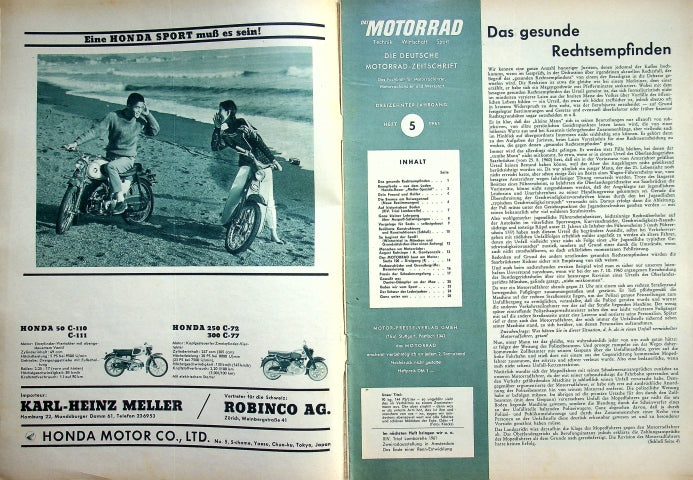 Inhaltsverzeichnis Motorrad 05/1961