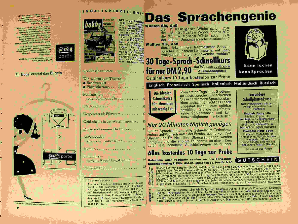 Inhaltsverzeichnis Hobby 05/1961